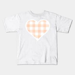 Orange and White Buffalo Plaid Heart Kids T-Shirt